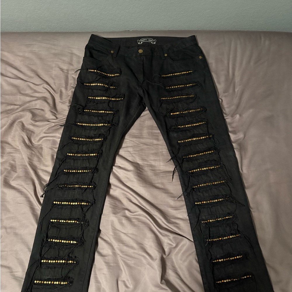 Robin's Jean Black Denim with orange crystal 1 of 1 customs size 36 only 1 pair
